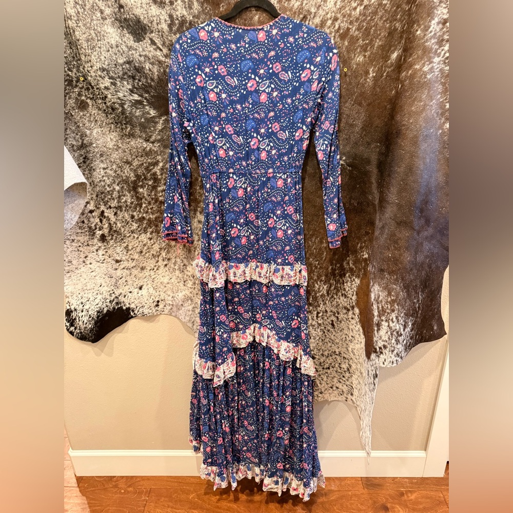 Chasing Unicorns - Dream On Ruffle Maxi Dress. Blue and Pink. Small. - Picture 6 of 10